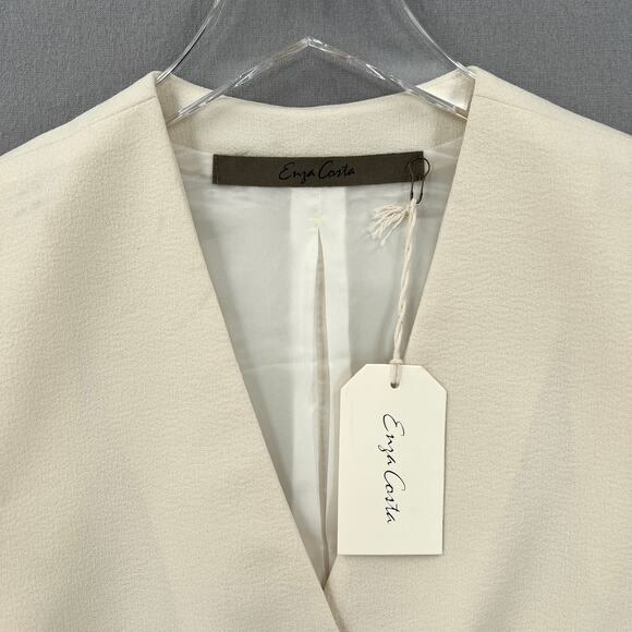 ENZA COSTA Crepe Vest Womens Small Cream Cropped Button Front NEW - Picture 11 of 16